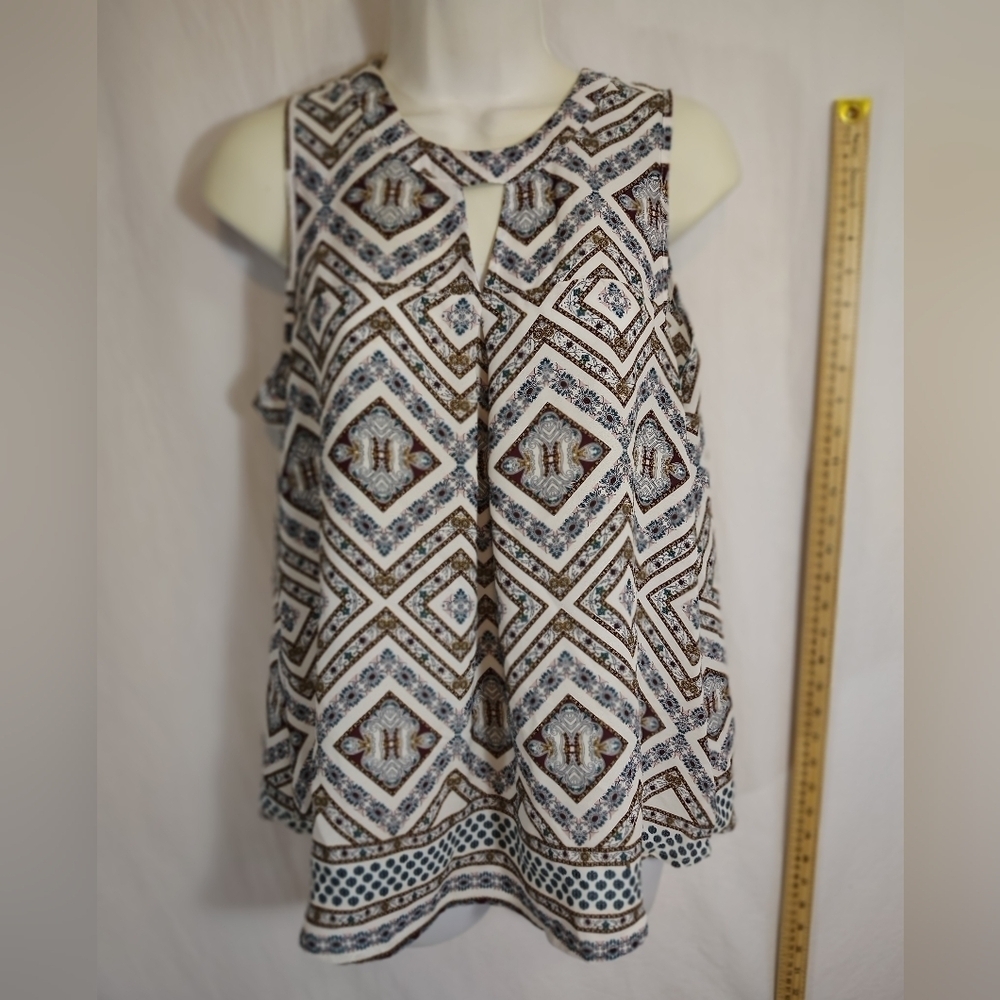 Pink Rose Multicolor Geometric Blouse